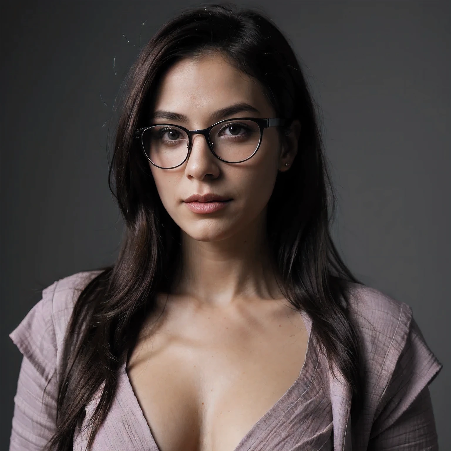 Purple Powder Queen, wear glasses
