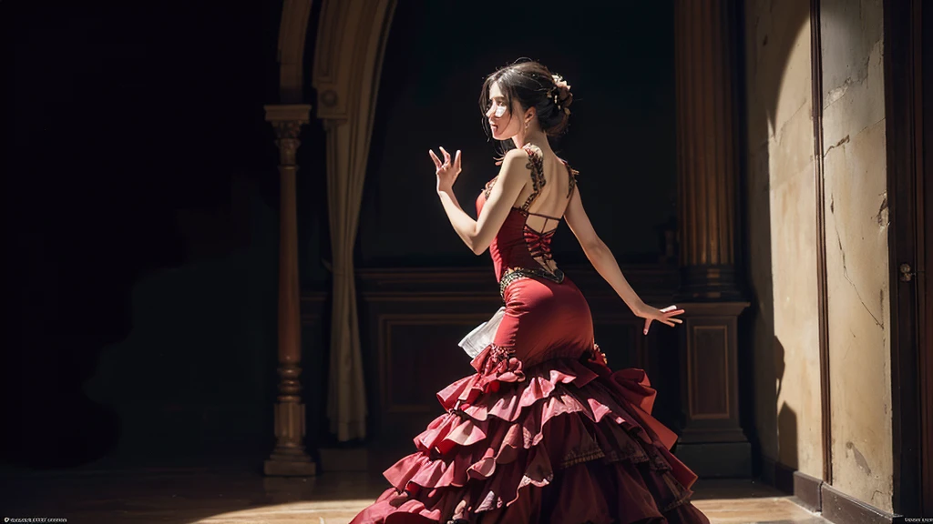 ((Parallel world:1.1)), (A Spanish person dancing flamenco in a flamenco costume), 2D Cinematic, Rebuttal on cgsociety, Streaming, Spanish Background, Romanticism, Atmospheric, (RAW Photos, Highest quality), (Realistic, photo-Realistic:1.3), masterpiece, Very delicate and beautiful, Very detailed,
Newspaper background,