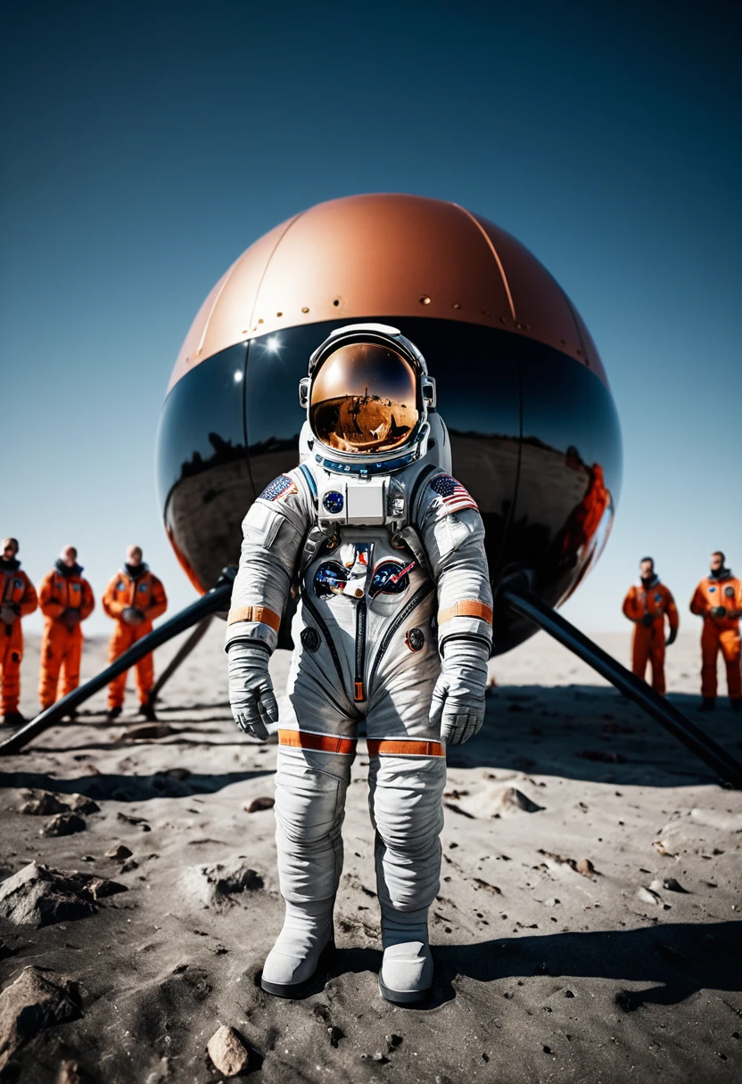 (Astronaut), astronaut stands on the highlands of the moon, witnessing the Earth rise from the lunar horizon. The beauty and tranquility are unforgettable, and the background of the scene is the pitch black universe, full body, (Photography), panoramic view, award-winning, cinematic still, emotional, vignette, dynamic, vivid, (masterpiece, best quality, Professional, perfect composition, very aesthetic, absurdres, ultra-detailed, intricate details:1.3)