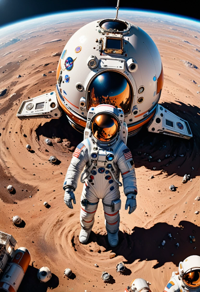 (Astronaut), astronaut's return capsule finally landed safely on the ground and was welcomed by rescue teams, marking the end of a successful space mission, full body, (Photography), panoramic view, award-winning, cinematic still, emotional, vignette, dynamic, vivid, (masterpiece, best quality, Professional, perfect composition, very aesthetic, absurdres, ultra-detailed, intricate details:1.3)