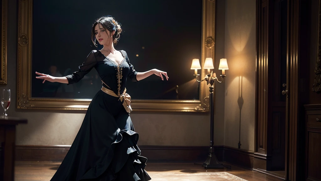 ((Parallel world:1.1)), (A Spanish person dancing flamenco in a flamenco costume), 2D Cinematic, Rebuttal on cgsociety, Black Shadow, Streaming, Spanish Background, Romanticism, Atmospheric, (RAW Photos, Highest quality), (Realistic, photo-Realistic:1.3), masterpiece, Very delicate and beautiful, Very detailed,
Newspaper background,