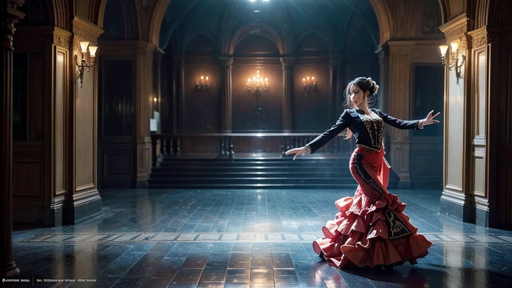 ((Parallel world:1.1)), (A Spanish person dancing flamenco in a flamenco costume), 2D Cinematic, Rebuttal on cgsociety, Streaming, Spanish Background, Romanticism, Atmospheric, (RAW Photos, Highest quality), (Realistic, photo-Realistic:1.3), masterpiece, Very delicate and beautiful, Very detailed,
Newspaper background,