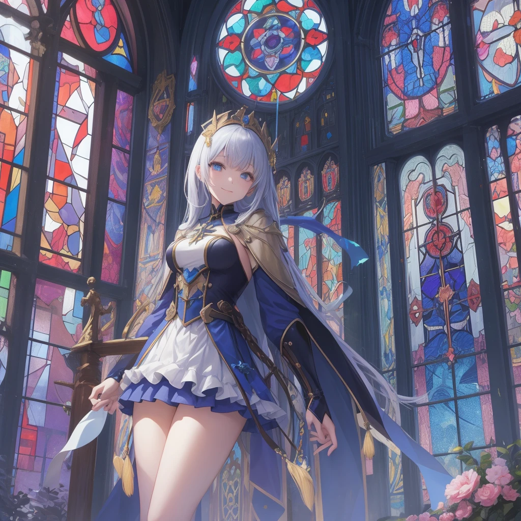 tarot
justice
axis、young woman、smile、Blue Hogow、Cathedral in the background((Stained glass))、Valentine's Chocolate、Surrounded by believers、Light tones、Gothic style、Decorative edging design。
,Add_Details:1, Add_Details:0, Add_Details:0.5
