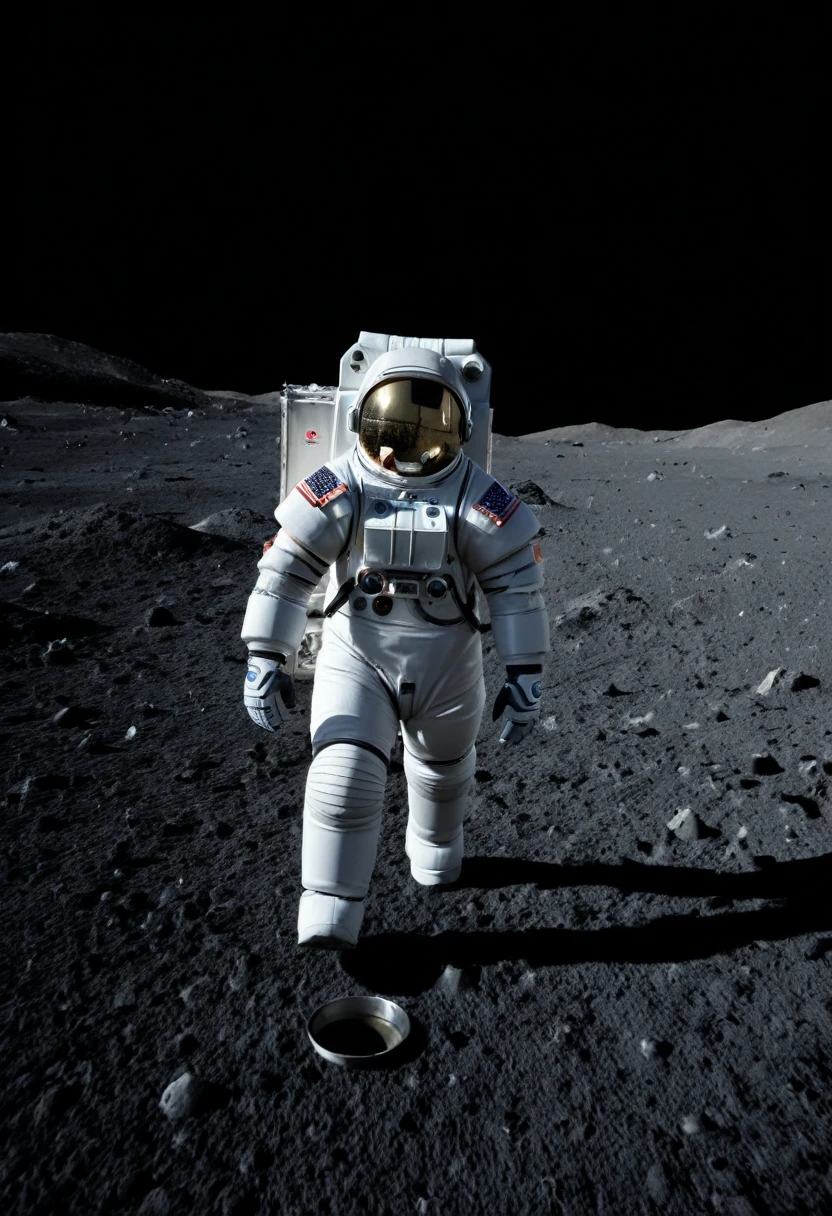 (Astronaut), astronaut stands on the highlands of the moon, witnessing the Earth rise from the lunar horizon. The beauty and tranquility are unforgettable, and the background of the scene is the pitch black universe, full body, (Photography), panoramic view, award-winning, cinematic still, emotional, vignette, dynamic, vivid, (masterpiece, best quality, Professional, perfect composition, very aesthetic, absurdres, ultra-detailed, intricate details:1.3)