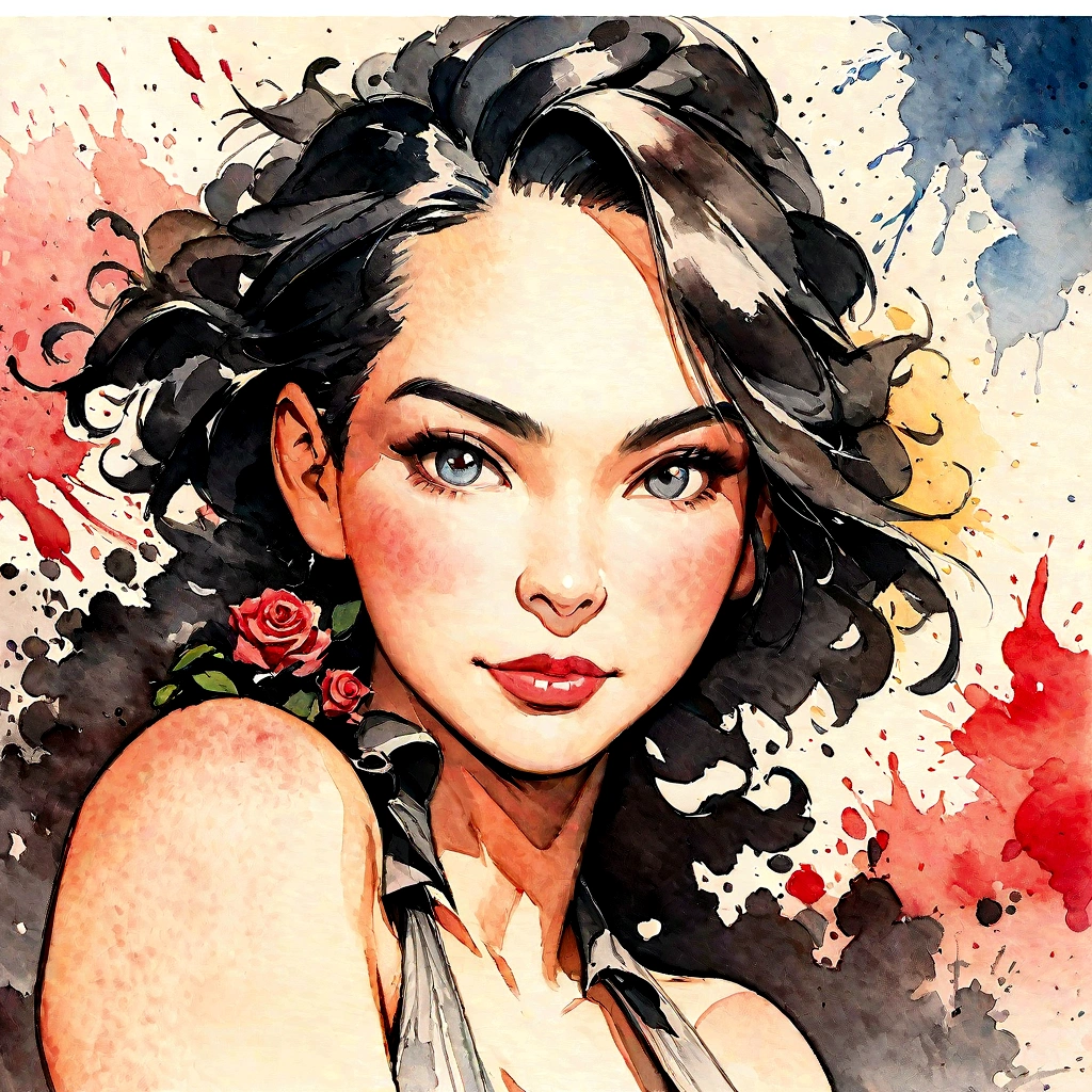 Rose painting with splatter background and spray paint effect, author：Eugenius Zach, watercolor art, author：Karoly Lotz, watercolor painting, watercolor painting style, watercolor detailed art, By Reuben Tan, watercolor digital painting, watercolor , masterfully detailed watercolor, watercolor art, Grzegorz Rutkowski