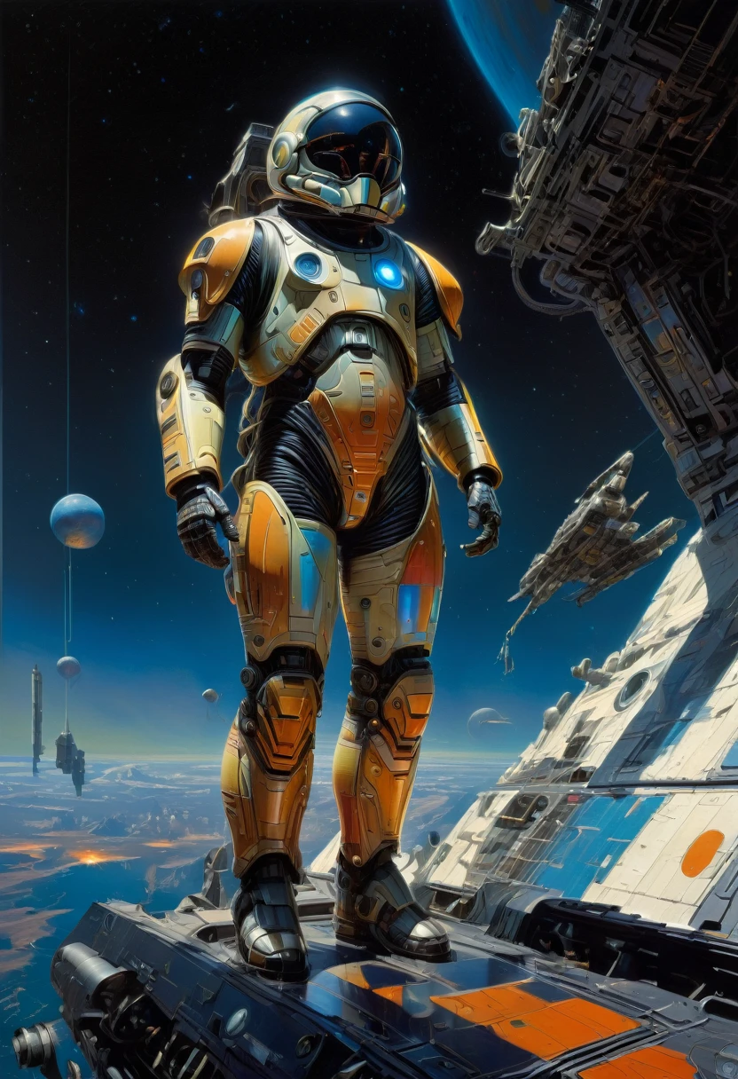 Astronaut, full body, by Tsukasa Hojo, best quality, masterpiece, very aesthetic, perfect composition, intricate details, ultra-detailed, vivid colors