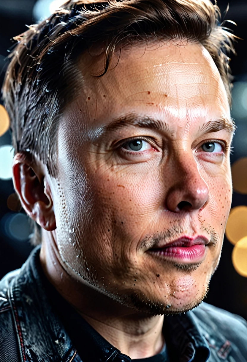 elon musk, (romantic:1.1), VHS effect, portraite, high face,(texture skin), details Intricate, fine-details, Ray tracing, underground dispersal, soft diffused lighting, Shallow depth of field, intricate, high détail, sharp focus, dramatic, photorealistic paint art by greg rutkowski, bokeh，dark background INFO