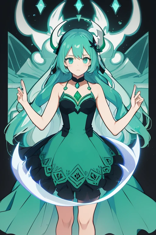 she is long green hair, she sports yellow horns that slightly curl outwards, pointy ears, a pair of bat-like wings that can retract, and red eyes. Her general color scheme would use a dark blue, but starting with Puyo Puyo!! 20th Anniversary it would change to a dark red, with the exception of Puyo Puyo Tetris where it returns to blue. SPARKLE; GLITTER