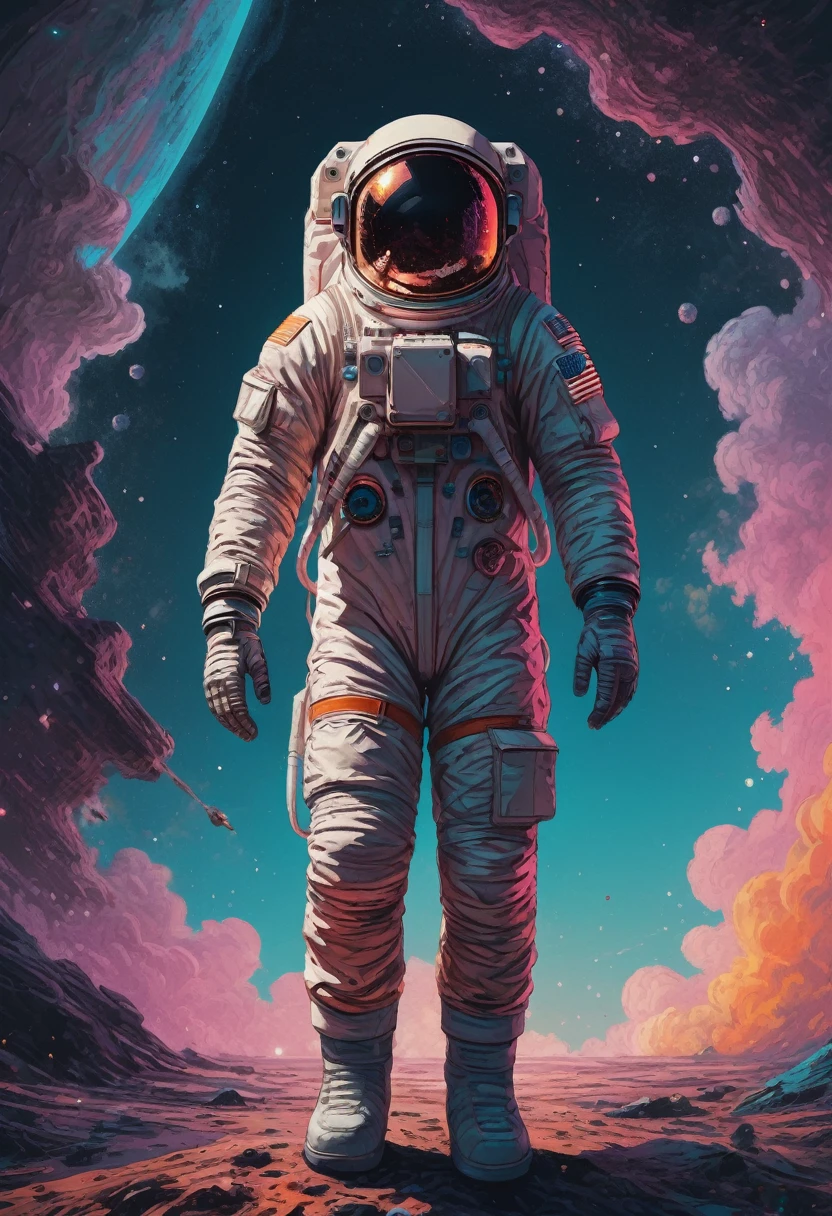 Astronaut, full body, by Alena Aenami, best quality, masterpiece, very aesthetic, perfect composition, intricate details, ultra-detailed, vivid colors