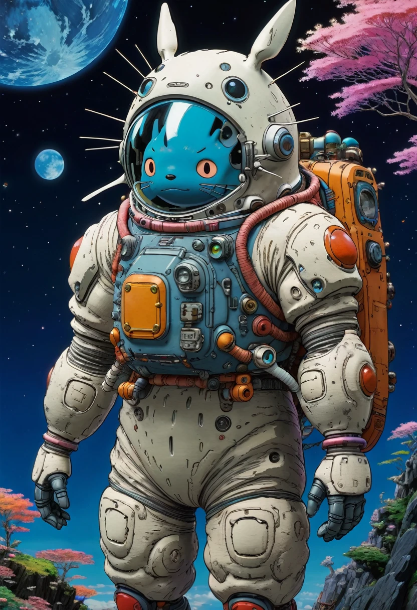 Astronaut, full body, by Studio Ghibli, best quality, masterpiece, very aesthetic, perfect composition, intricate details, ultra-detailed, vivid colors