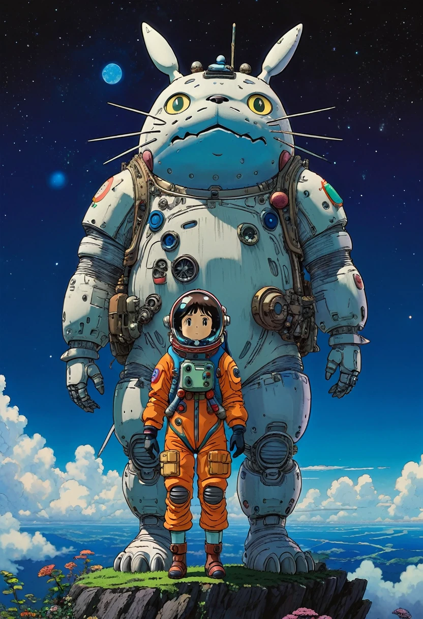 Astronaut, full body, by Studio Ghibli, best quality, masterpiece, very aesthetic, perfect composition, intricate details, ultra-detailed, vivid colors