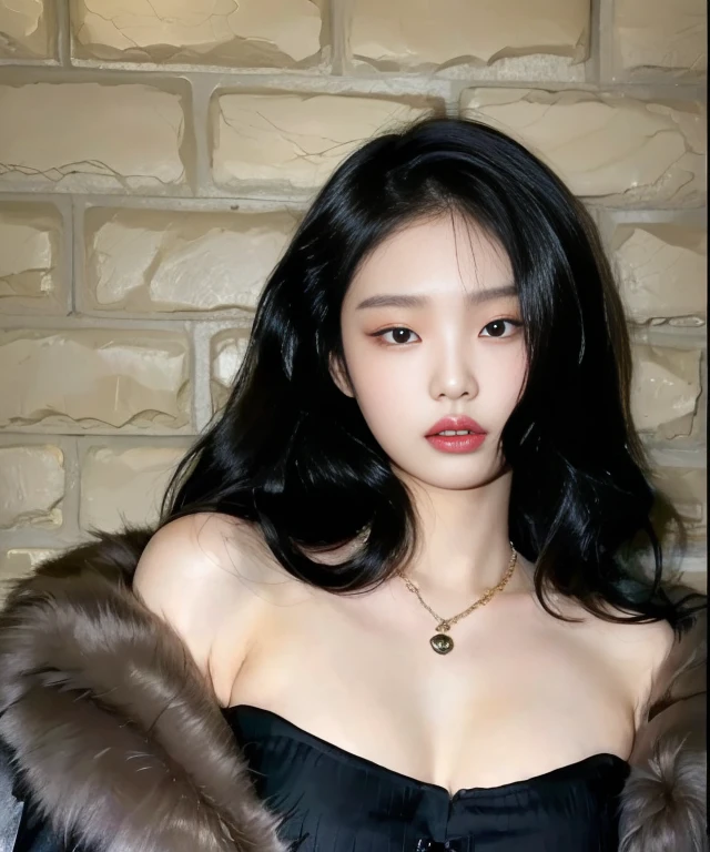 Araffed Asian woman in a black dress and fur coat, gorgeous young korean woman, beautiful south korean woman, beautiful young korean woman, korean girl, korean woman, korean female fashion model, heonhwa choe, beautiful chinese model, jennie pink black, jinyoung shin, gongbi, Lee Ji Eun, Lee Ji Eun, jaeyeon nam