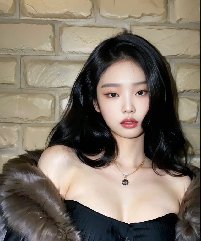 Araffed Asian woman in a black dress and fur coat, gorgeous young korean woman, beautiful south korean woman, beautiful young korean woman, korean girl, korean woman, korean female fashion model, heonhwa choe, beautiful chinese model, jennie pink black, jinyoung shin, gongbi, Lee Ji Eun, Lee Ji Eun, jaeyeon nam