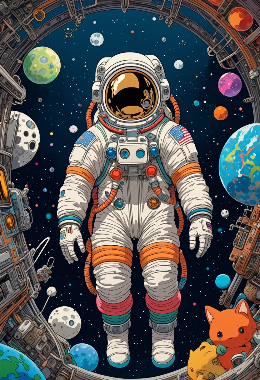 Astronaut, full body, by Studio Ghibli, best quality, masterpiece, very aesthetic, perfect composition, intricate details, ultra-detailed, vivid colors