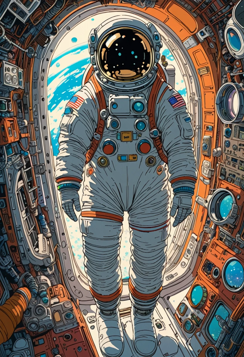 Astronaut, full body, by Studio Ghibli, best quality, masterpiece, very aesthetic, perfect composition, intricate details, ultra-detailed, vivid colors