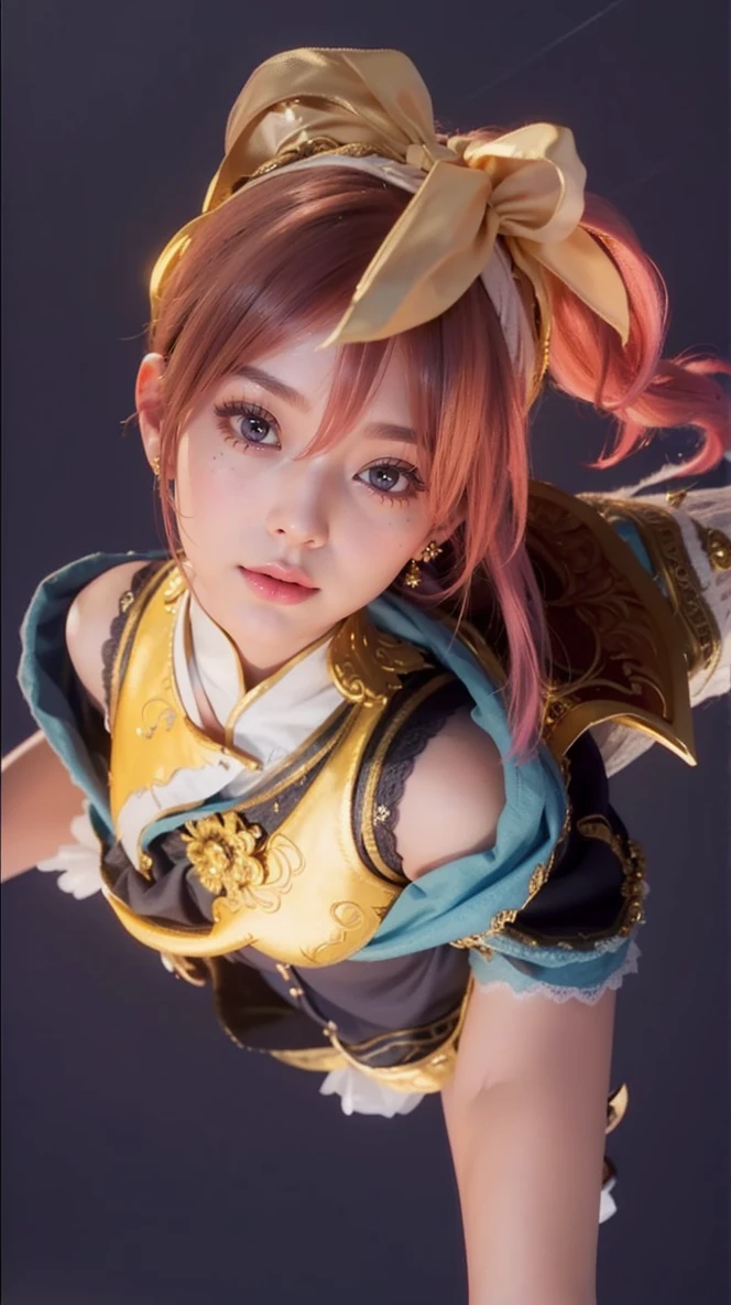 1girl, solo, game character, beautiful girl, extremely beautiful, ridiculously beautiful, masterpiece, top quality, young girl, white dress, beautiful princess, purple and white dress, golden accessories, flower hair accessories, ((realistic, hyper realistic, super detail, detailed clothes texture, detailed body shape, detailed skin texture, detailed background, detailed face))