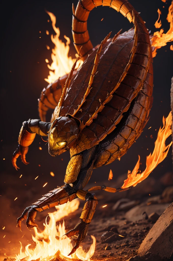 scorpion on fire 