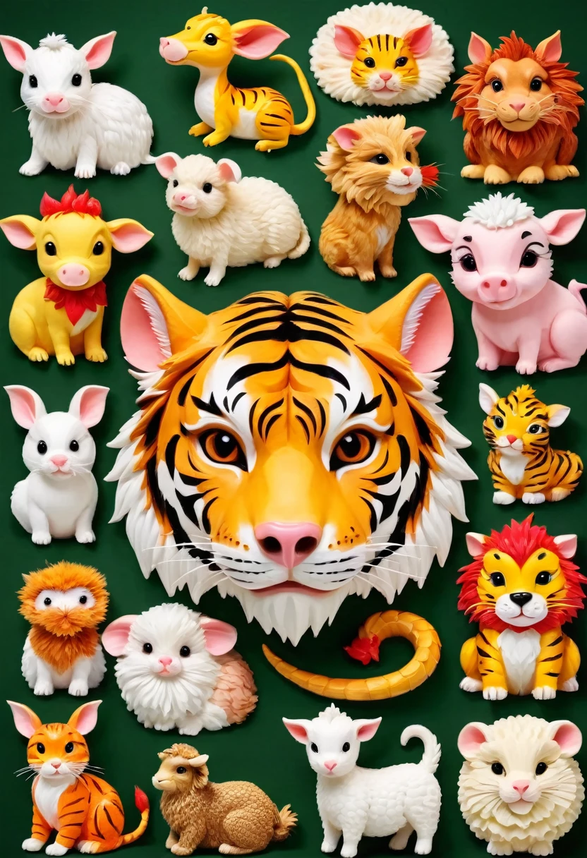 dragon
rabbit
tiger
cow
mouse
pig
dog
chicken
monkey
sheep
article
snake
Images all together