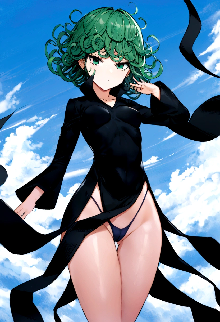 ((ultra quality)), ((work of art)), ((真实感)), (detailded),(4K), tatsumaki, one punch man,((sexly)), (medium breasts), (expressão facial sexly), (delicate breasts),(( semi raised dress)), (raised white thong panties),(rosy cheeks), close no rosto,(photographic essay), (sensuous), grown-up, fund: distant properties, (blue sky)