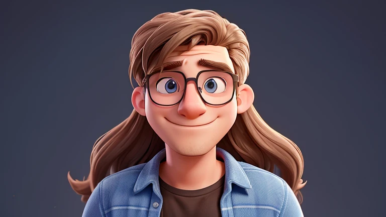 help me create a 22 year old white guy with round glasses who is relatively thin and muscular and has long hair lgbtq+