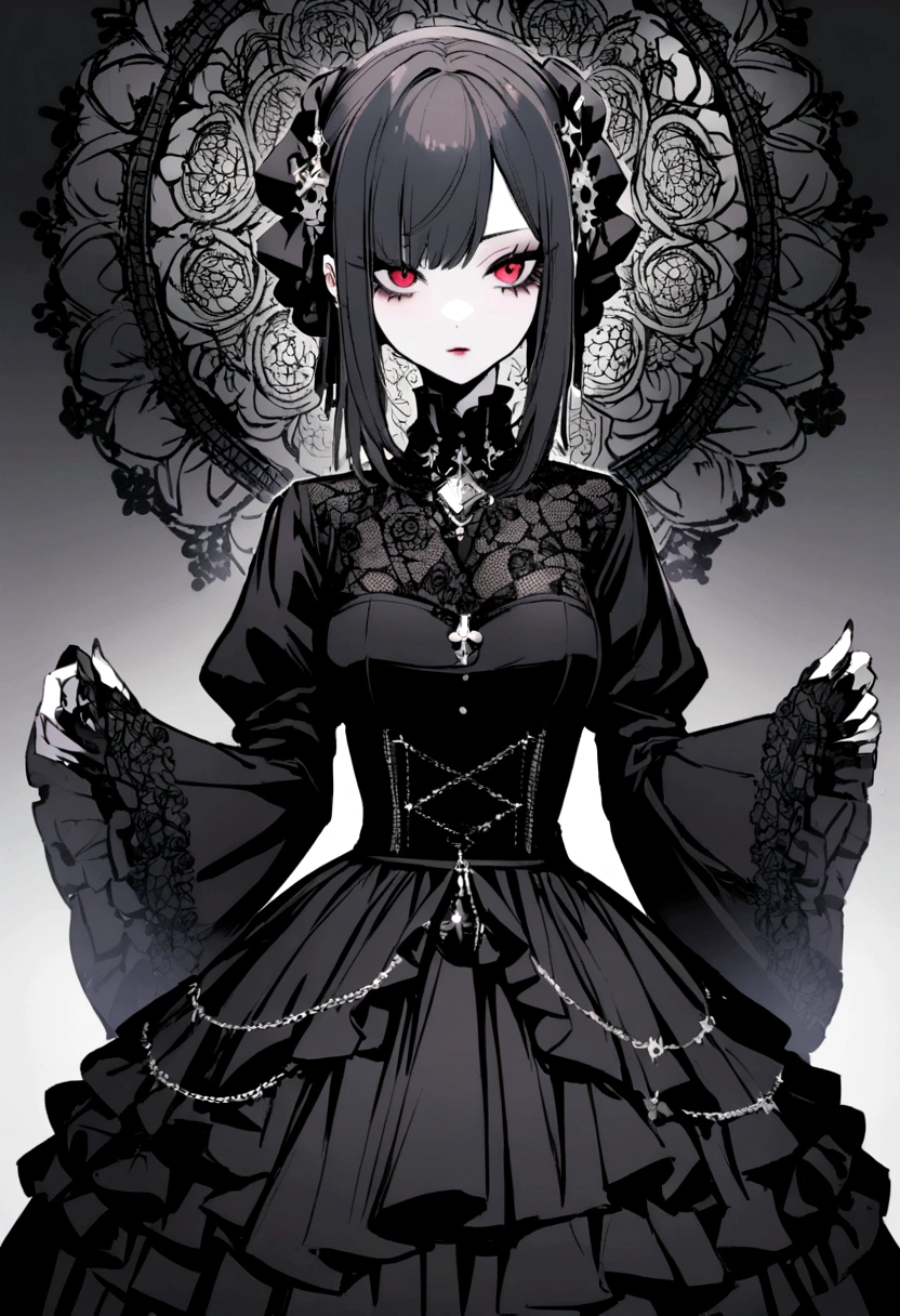 1 girl, gothic, wearing short, casual clothes.