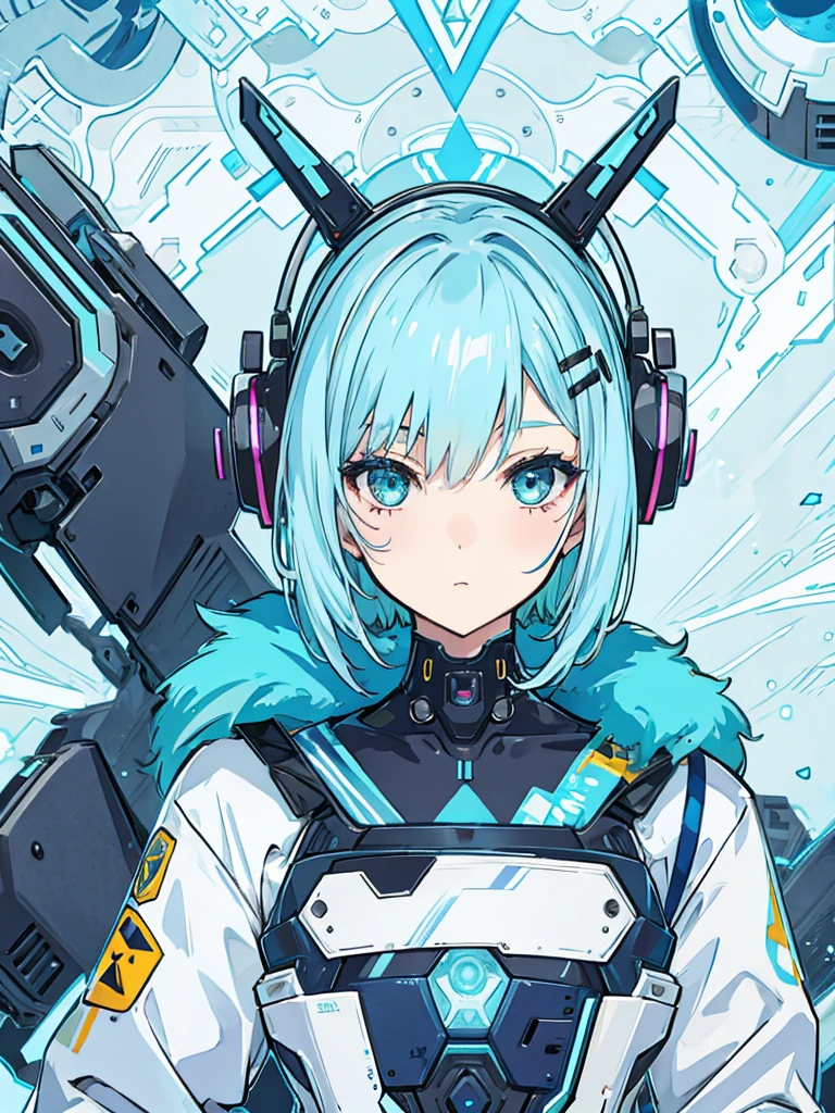 girl,Light blue hair,Bob,cyber punk