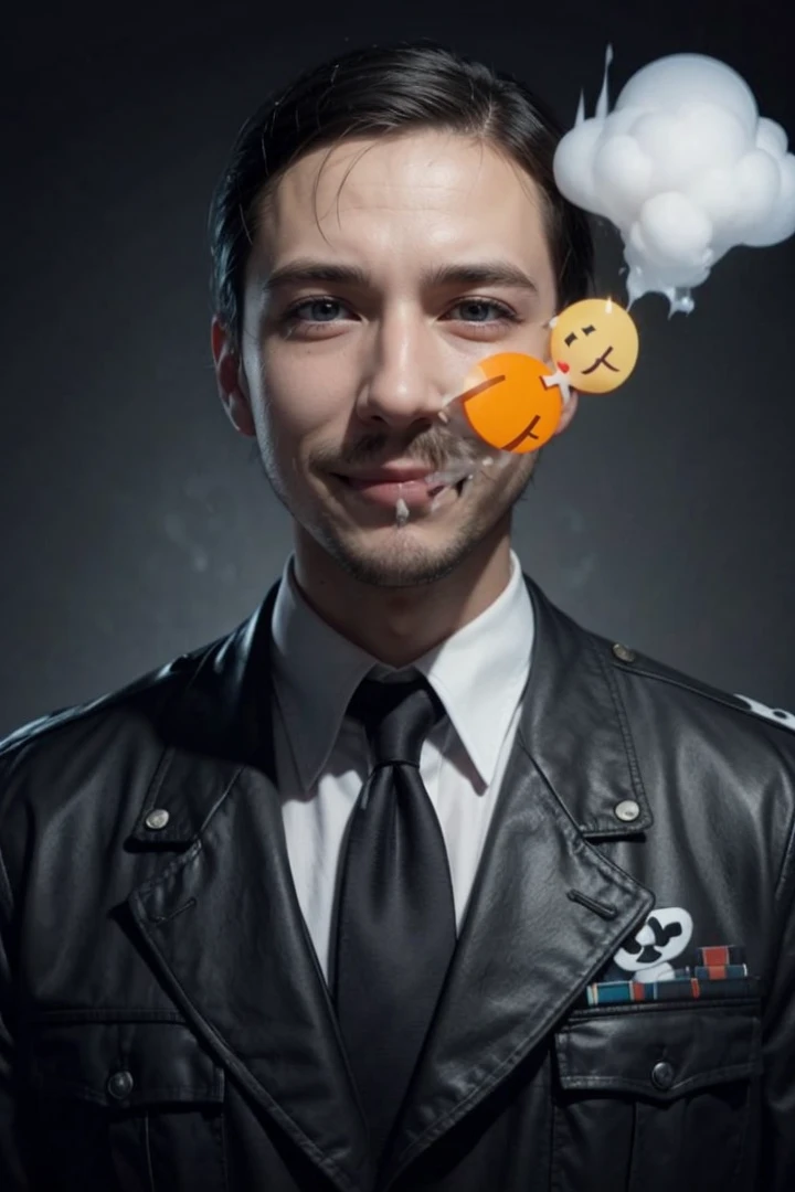 A person with a smiling emoji face getting punched in the face