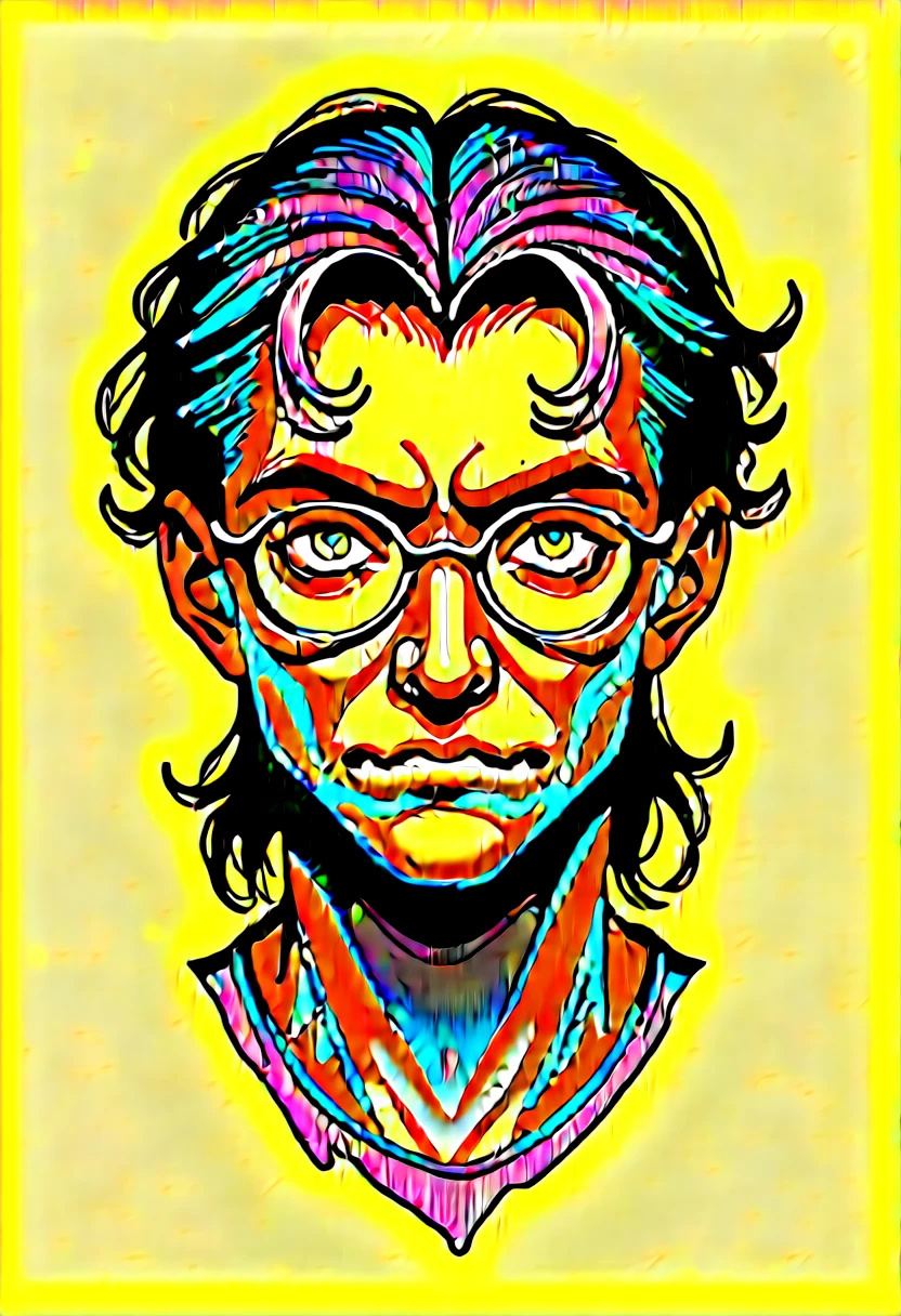 Faded Headshot, faded bottom, faded edges ,score_9,score_8_up,score_7_up,score_6_up,score_5_up, Create a close-up illustration of a character named 'Mael el Torpe'. Mael is a young vampire , a bit overweight, with a slightly disheveled and comical appearance. He has messy, tousled hair with a few strands out of place. His expression is slightly confused, with one eyebrow raised and a distracted look in his eyes. He wears large, round glasses that are askew on his face. watercolor style, cartoon, digital illustration, disney, centered, looking at the camera, approaching perfection, dynamic, moonlight, highly detailed, watercolor painting, artstation, concept art, smooth, sharp focus, illustration