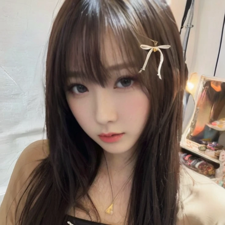 cute girl with bow, japanese, giselle aespa, kpop idol, 1girl, beautiful detailed eyes, beautiful detailed lips, extremely detailed face, longeyelashes, elegant, graceful, soft lighting, warm colors, cinematic, intricate details, delicate features, porcelain skin, flawless complexion, (best quality,8k,highres,masterpiece:1.2),ultra-detailed,(realistic,photorealistic,photo-realistic:1.37),studio lighting, sharp focus, physically-based rendering, vivid colors