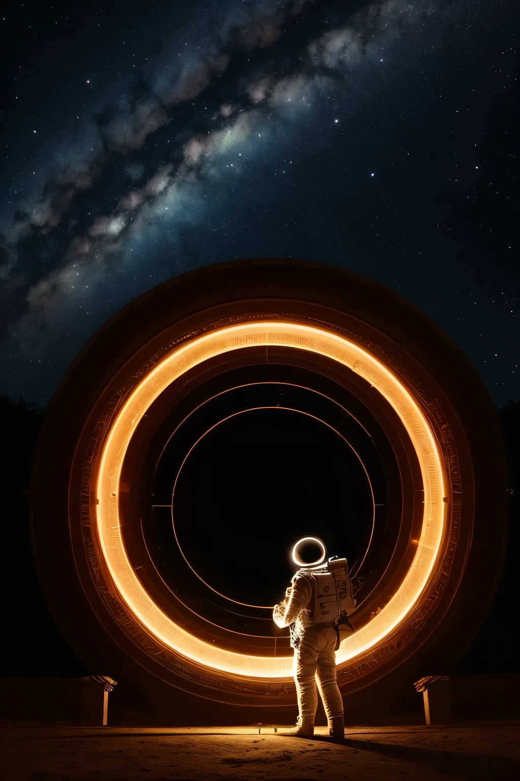 Astronaut, Huge stargate in town, can see the universe,