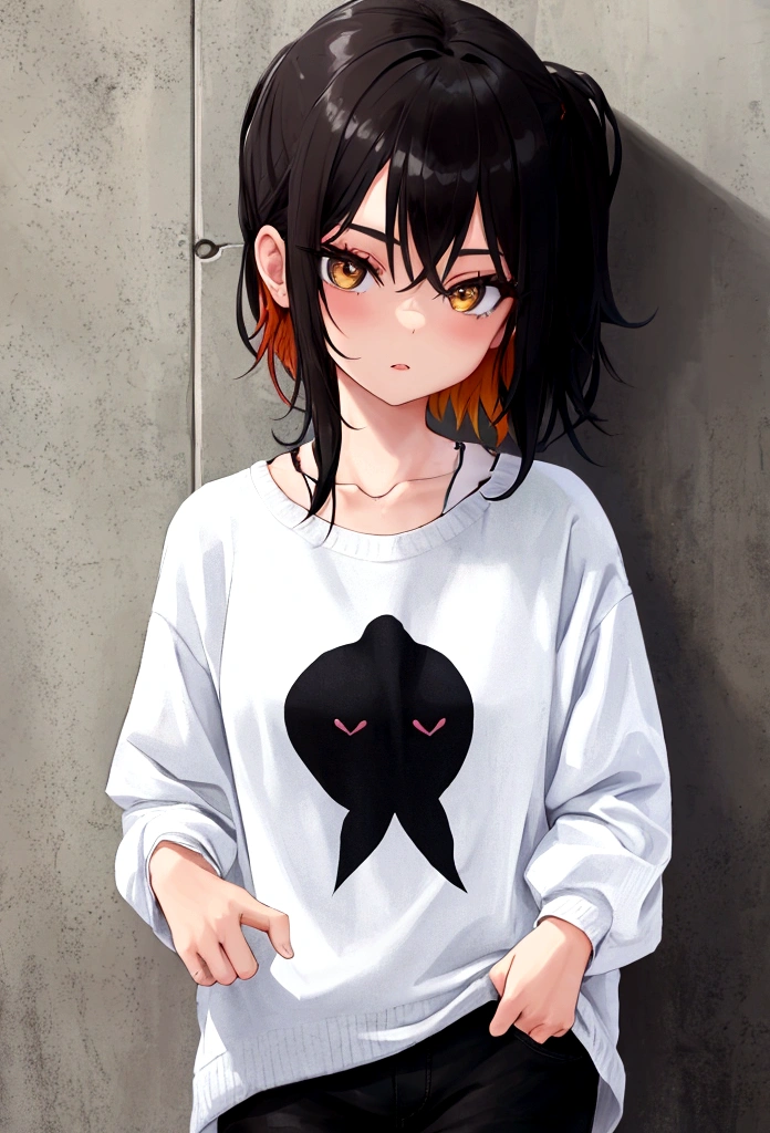 1 girl, emo, wearing casual clothing,