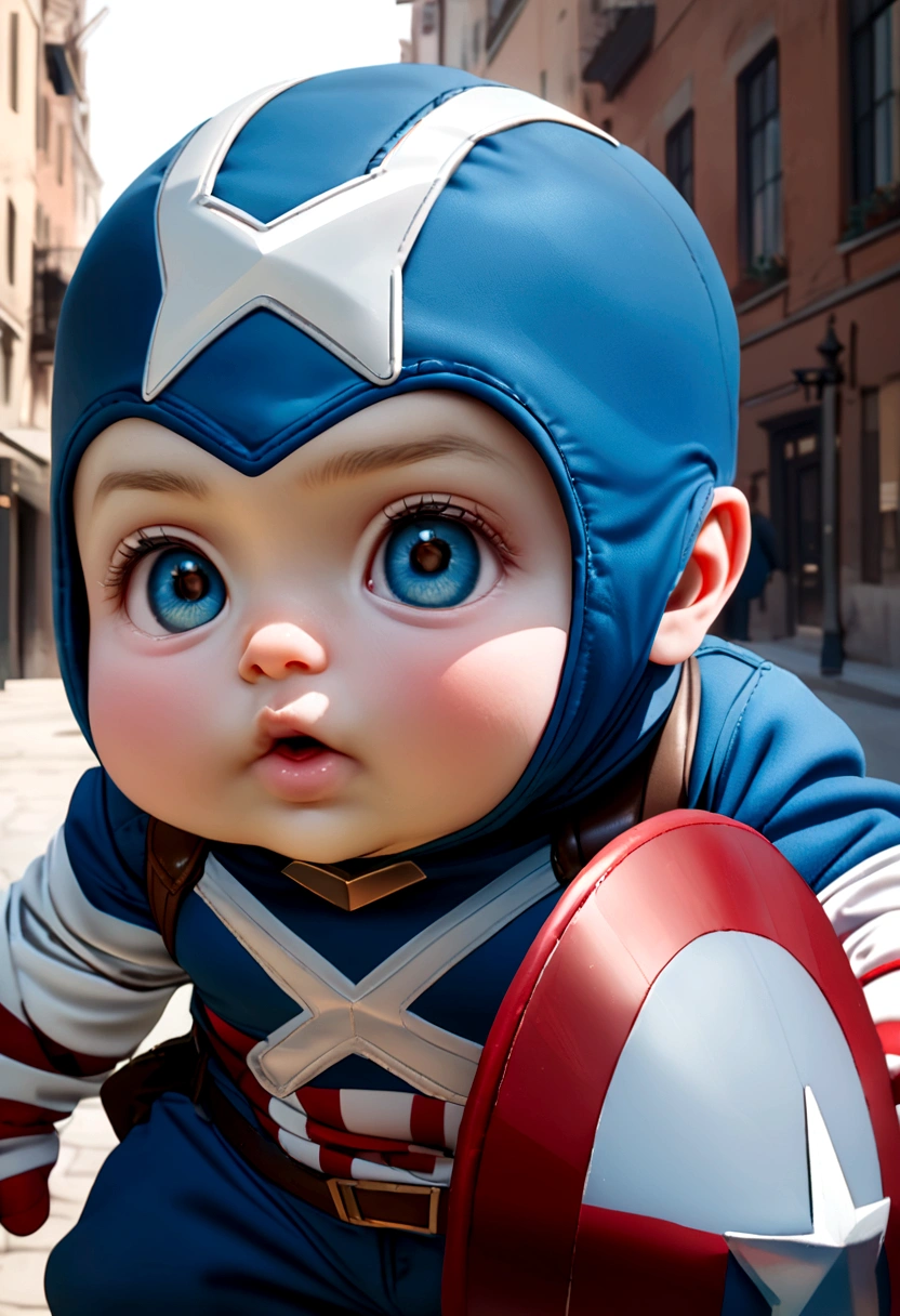 baby dressed as captain america identical to the baby's image