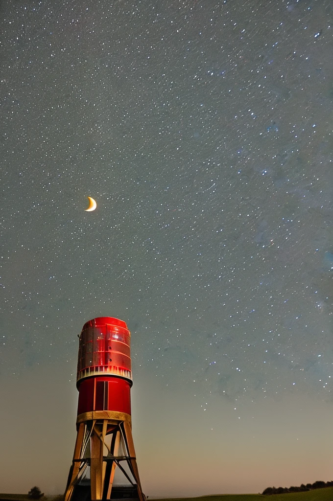 Big Kingdom, large spotlights, dark skies, red moon