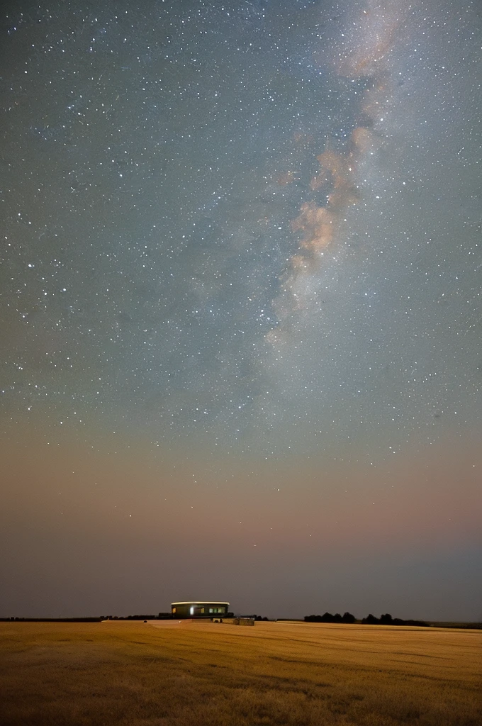 Big Kingdom, large spotlights, dark skies, red moon