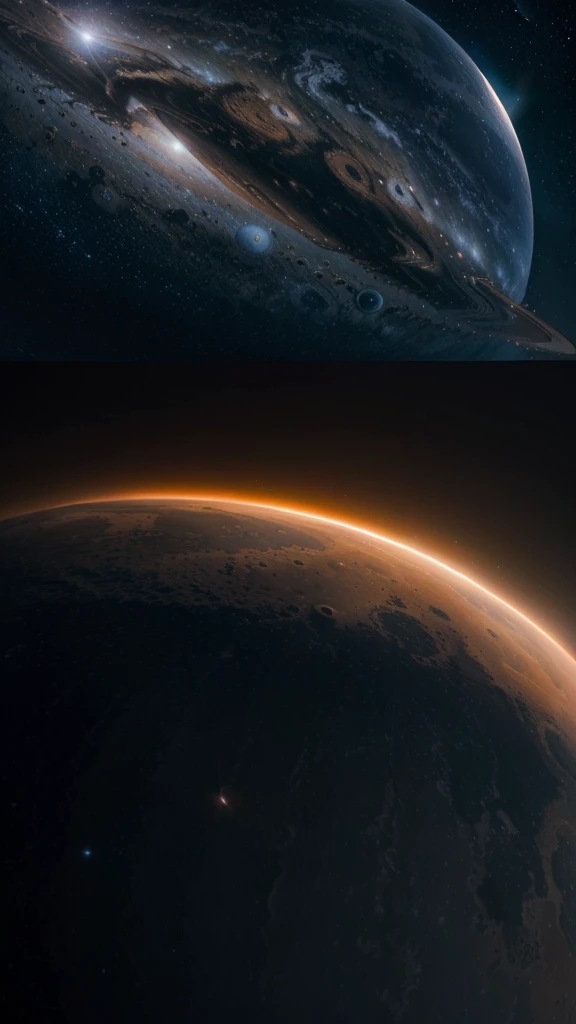 Generate an image depicting a night sky where other planets, such as Mars, Jupiter, and Saturn, are as close to Earth as the Moon. How people can see the night sky. Show how the sky would look with these planets prominently visible, highlighting their unique features and details against the backdrop of stars. 8k resolution, realistic, super details