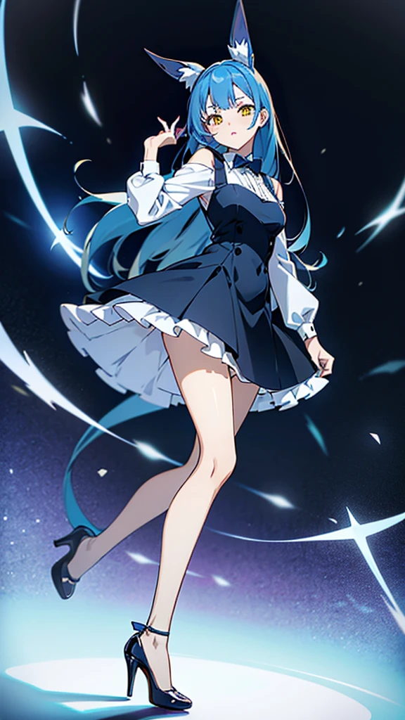 24 yers old
anime girl with blue hair and yellow eyes stocking dress with high heels (3a43477a48)