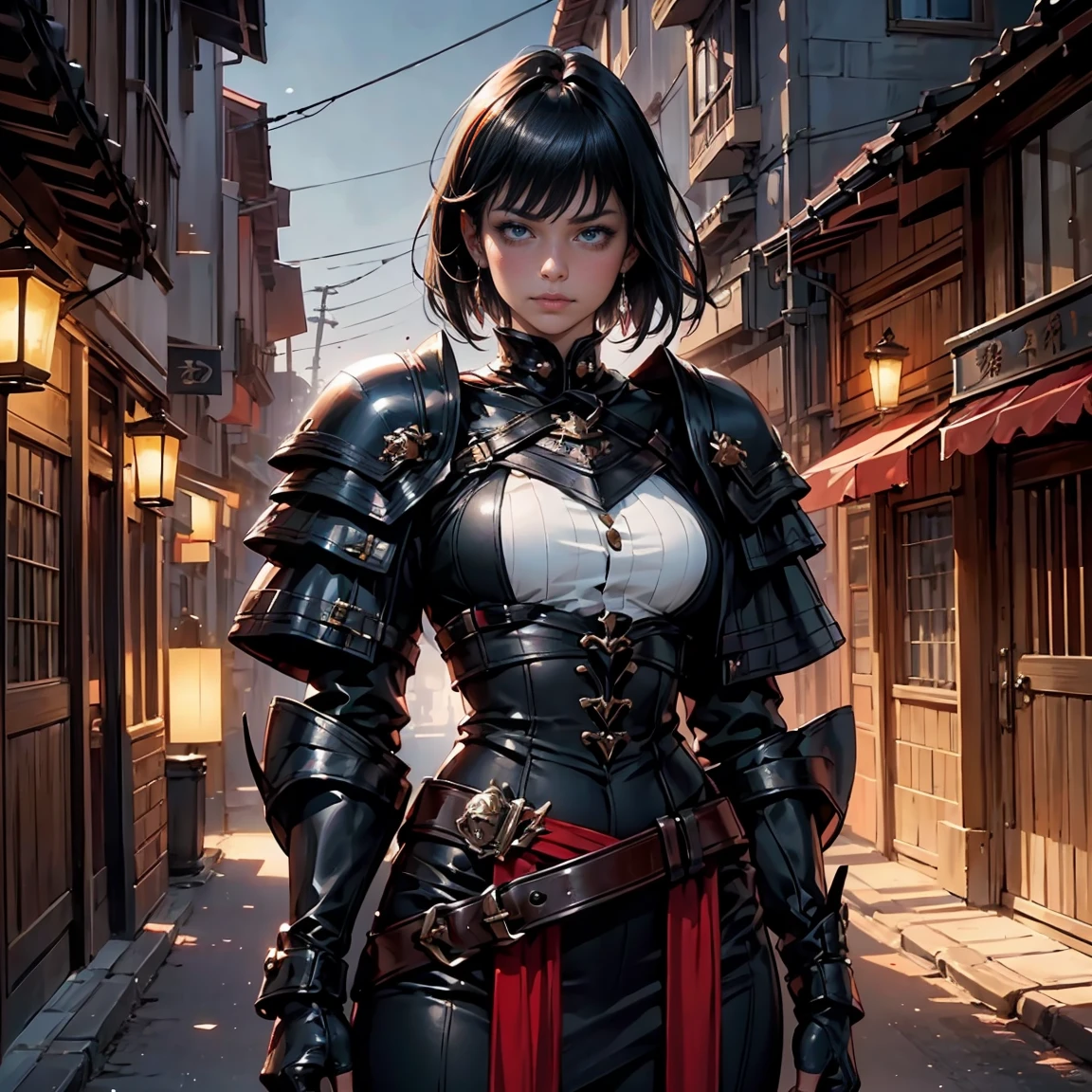 a woman, 1girl, short bob black hair, small breasts, blue sky eyes!!!, fait skin, blank face, she nude, penis instead of a pussy, night, medieval japanese town, very sexy body, detailed face, beautiful detailed eyes, beautiful detailed lips, extremely detailed eyes and face, long eyelashes, detailed clothing, intricate details, highly detailed, photo realistic, 8k, best quality, masterpiece, cinematic lighting, dramatic lighting, vibrant colors, fantasy, digital art, concept art