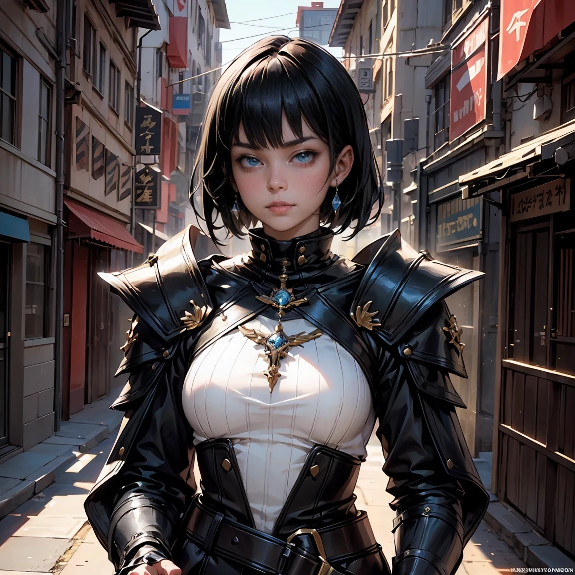 a woman, 1girl, short bob black hair, small breasts, blue sky eyes!!!, fait skin, blank face, she nude, penis instead of a pussy, night, medieval japanese town, very sexy body, detailed face, beautiful detailed eyes, beautiful detailed lips, extremely detailed eyes and face, long eyelashes, detailed clothing, intricate details, highly detailed, photo realistic, 8k, best quality, masterpiece, cinematic lighting, dramatic lighting, vibrant colors, fantasy, digital art, concept art