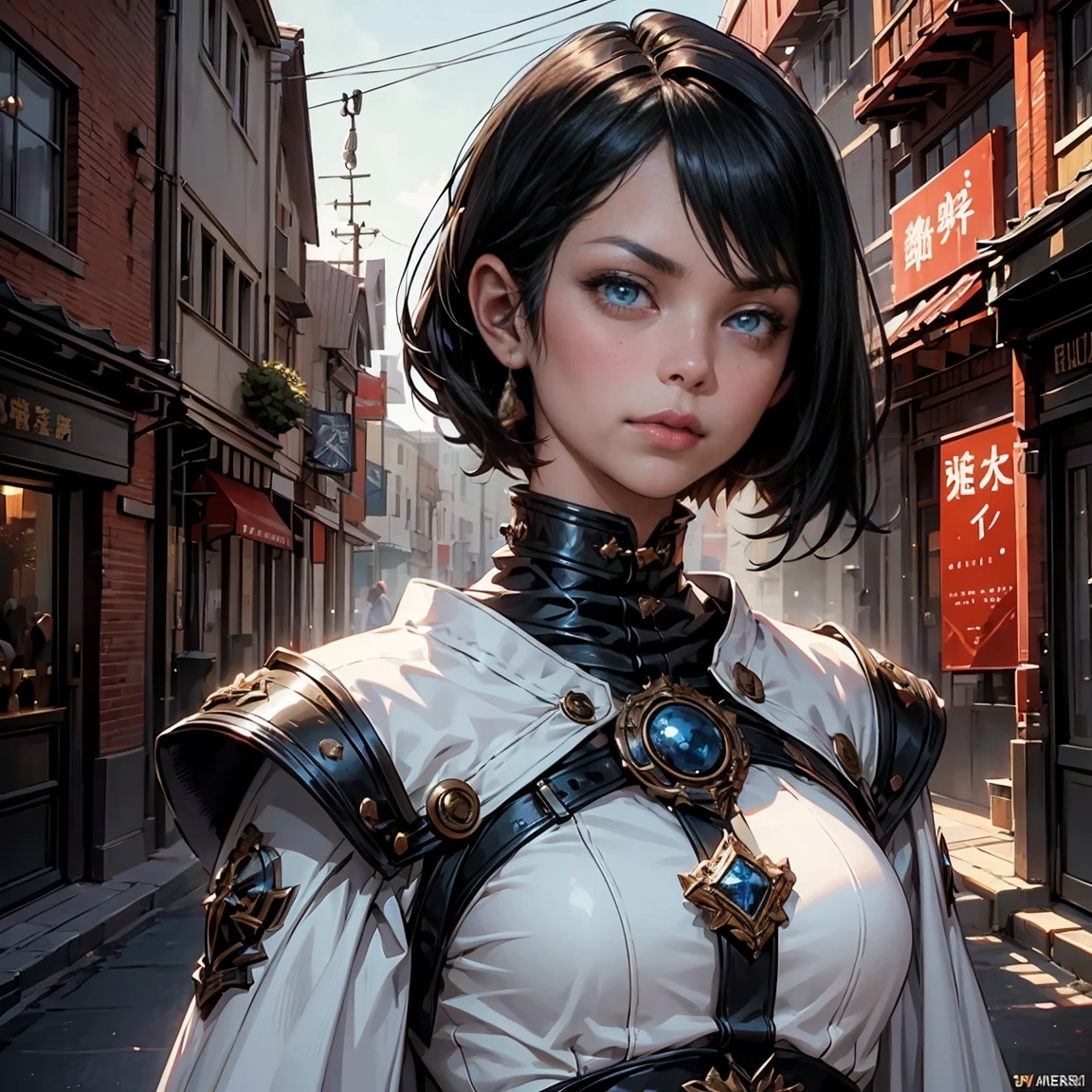 a woman, 1girl, short bob black hair, small breasts, blue eyes, fait skin, blank face, she nude, penis instead of a pussy, full body, full body, night, medieval japanese town, very sexy body, detailed face, beautiful detailed eyes, beautiful detailed lips, extremely detailed eyes and face, long eyelashes, detailed clothing, intricate details, highly detailed, photo realistic, 8k, best quality, masterpiece, cinematic lighting, dramatic lighting, vibrant colors, fantasy, digital art, concept art