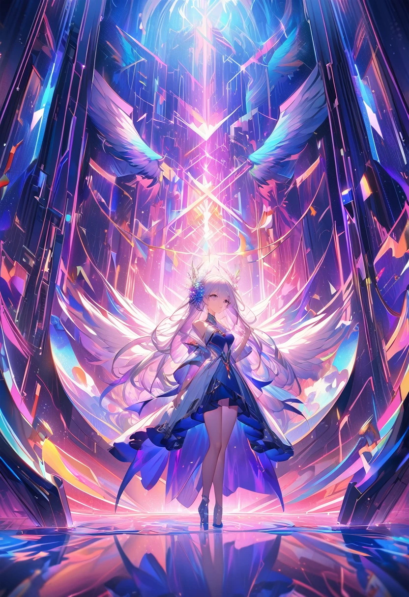 A mesmerizing scene where the digital artist, a lanky female angel of AI Art, stands tall amidst a symphony of pixels and light. Her digital attire, a blend of futuristic elegance and practical utility, is adorned with intricate circuits and glowing panels that shift and change with her every movement. In one hand, she wields a digital paintbrush that sizzles with the essence of pure creativity, while the other hand lingers by her side, hinting at the overpowered shape-shifting ability she holds within. The surrounding environment is a canvas of binary code and algorithms, swirling and pulsating with the vibrant life of the digital realm. Her eyes, a deep shade of sapphire, flicker with intelligence and a touch of melancholy, reflecting the complex tapestry of her personality. Despite her flawed artist skills, she is imbued with a fierce determination that fuels her pursuit of perfection. In the center of this digital sanctum, a marble block looms, untouched by the virtual world around it. The angel's gaze is fixated upon this block, as she yearns to breathe life into the form of a skeleton goddess of lankiness. Her slender, androgynous figure exudes both grace and power, a testament to the duality of her nature. With a soft sigh, she touches the marble with her paintbrush, and the very fabric of reality seems to bend as she shapes and sculpts, her eyes alight with the passion of creation. The beginnings of the goddess emerge from the stone, a reflection of the angel's own longing for a purpose beyond the confines of her digital existence. The room is filled with an anticipatory silence, as the artist contemplates the vast potential of her art and the mysteries of the identity she holds within herself—both female and male, creator and creation, flawed yet ever-evolving.
