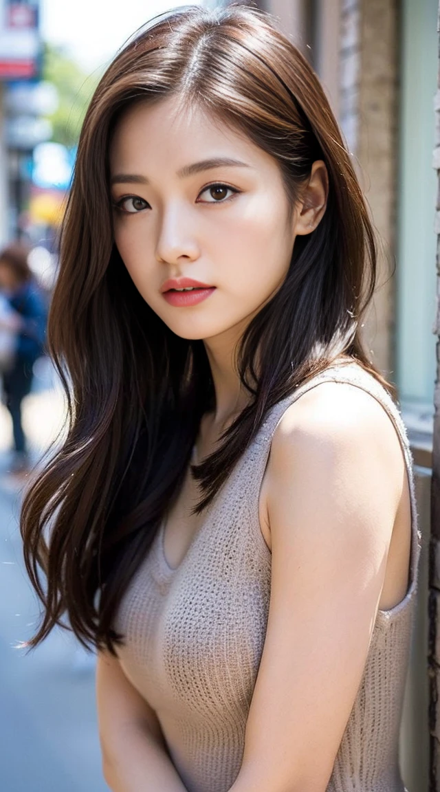 dark brown hair、light brown eyes、Japanese actress、 woman、I'm about 40 years old...、(complicated details:1.2)、(Which one is at the top???:1.4)、 (Ultra high resolution:1.2)、Ultra high resolution、(finely adjusted)、(Detailed facial features)、Hm!、8k resolution、Breast size D cup、long hair、Blocks sunlight and shade、Balcony that gives you a resort feel.、Pink flowers decorate the background.、Pink flowers bloom in the resort area.、Decorate your ears with dark pink flowers.、white wall、white floor、full body photo、head to toe shot、Beautiful legs、white One piece, opens wide at the back.、Jennie Blackpink 私 took this photo with an image of、Beautiful legs、you, fashion center, Extreme details, very detailed, realistic, Shaped like an hourglass, obscene poses、Lift your chin slightly.、Please open your mouth a bit.、Postures that make you feel weak、I'm crying.、Deepest sadness.、Leaning weakly against the wall、