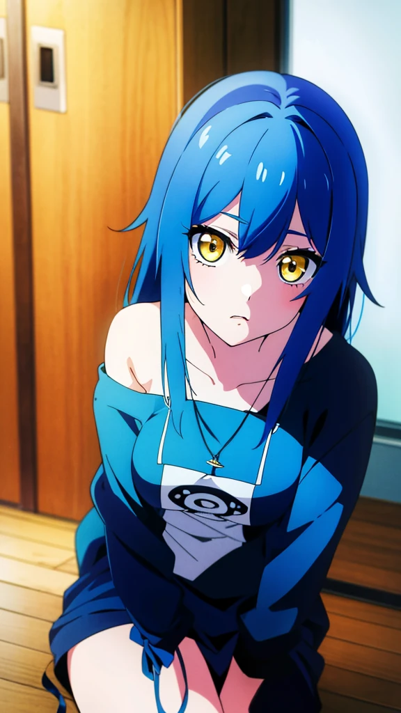 
24 yers old
 anime girl with blue hair and yellow eyes(3a43477a48)