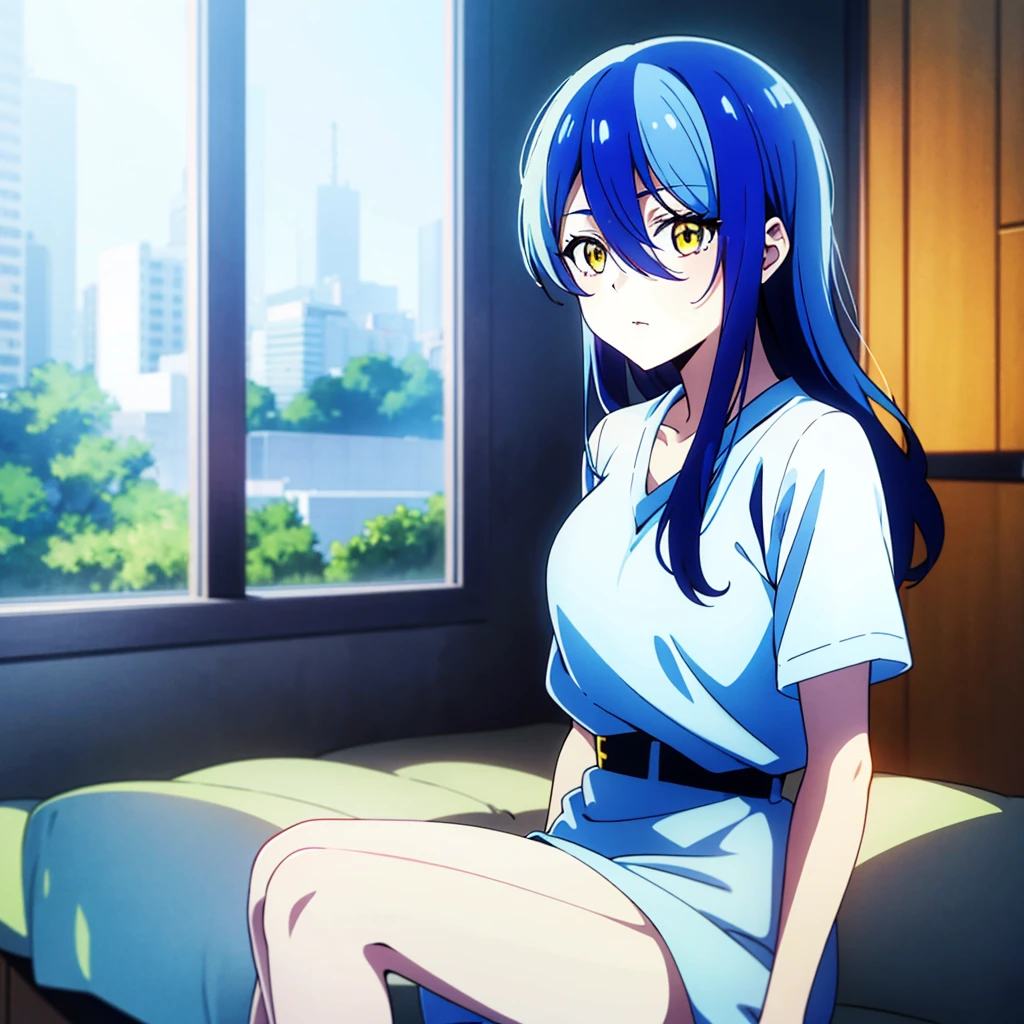 
24 yers old
 anime girl with blue hair and yellow eyes(3a43477a48)