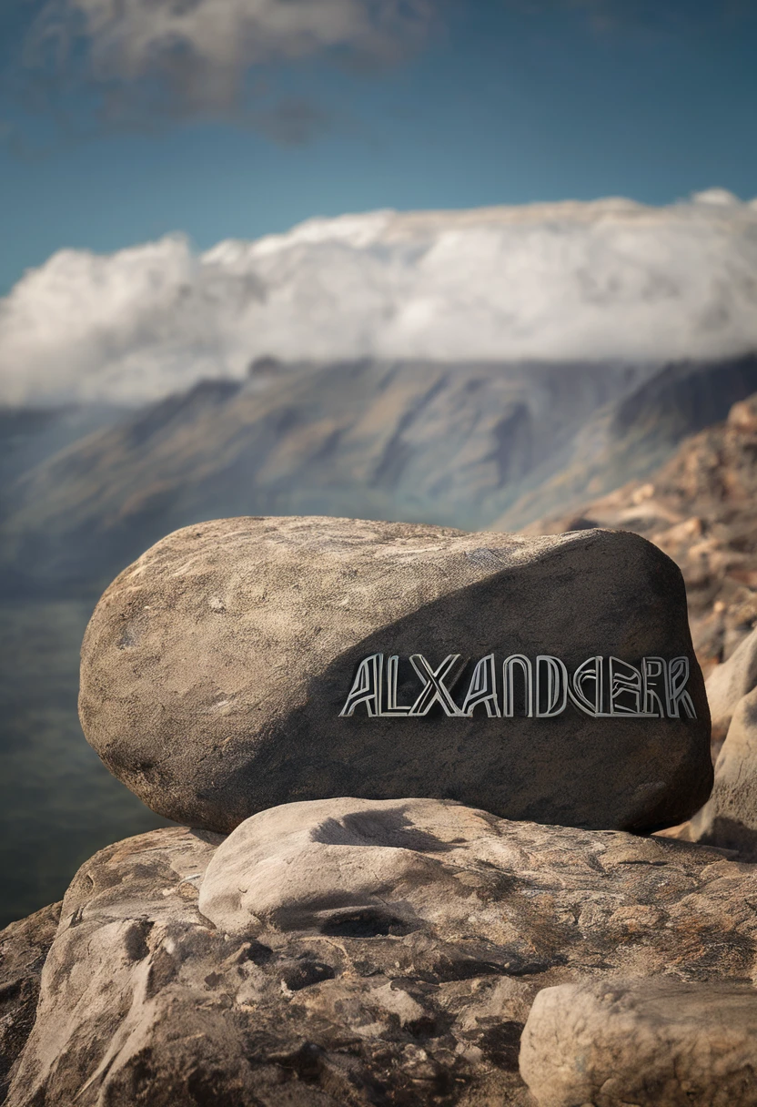 Image of the name Alexander on a rock 