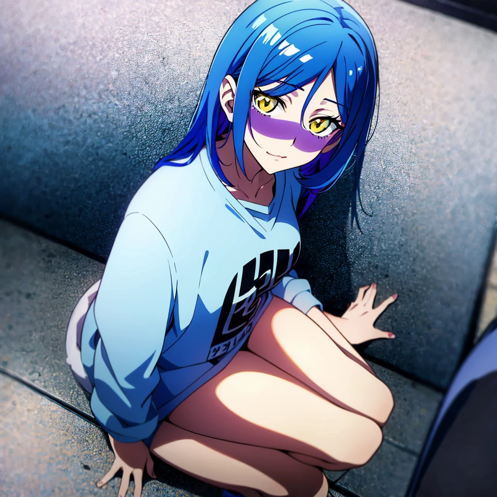 
24 yers old
 anime girl with blue hair and yellow eyes(3a43477a48)