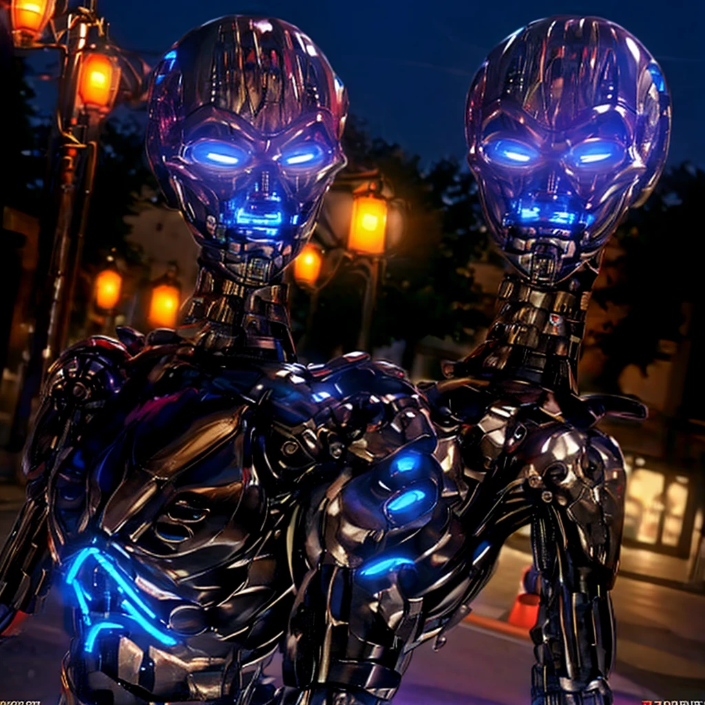 realistic, (T-X endo), (T-X Endoskeleton), (detailed T-X endoskeleton), (ultrarealistic T-X endo:1.2), front pov, t-x endo, a robot woman in a city street, night time, realistic lighting, hard lighting, terminator 3, (deep focus), (best quality), (highres), (ultra HD), (8K:1.2)