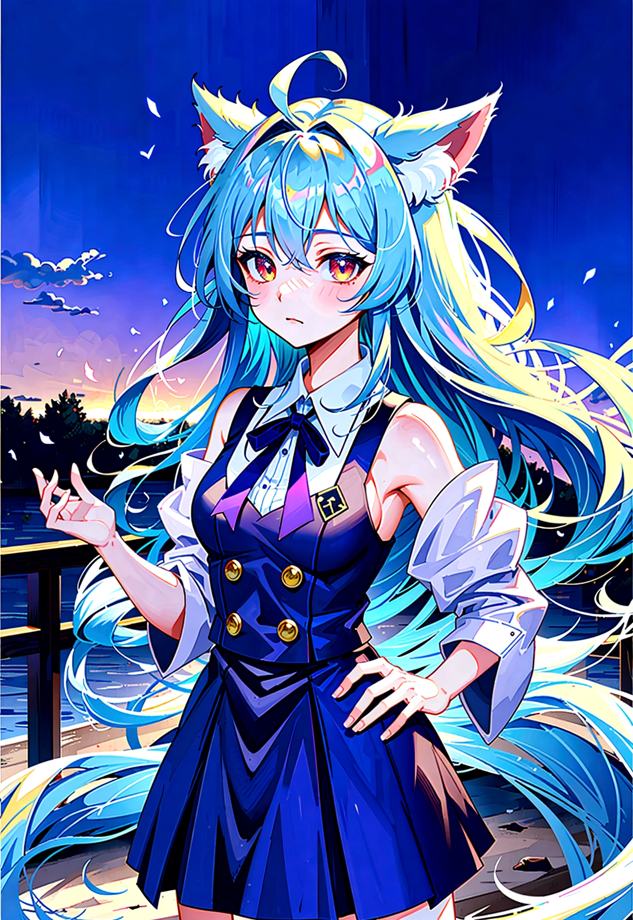 fox Light blue hair 　beast girl　indigo fur　fox beast girl　fox Light blue hair fox Light blue hair 　beast girl　indigo fur　fox beast girl　beast girl　indigo fur　fox beast girl　Sesshomaru, Yellow eyes, Anime, Perfect face, Perfect Lighting, Outdoors, Warm colors, Dark purple sky, Autumn sunset, \(inuyasha\), Bearing Claw, Ready to fightPerfect Lighting, Outdoors, Warm colors, Dark purple sky, Autumn sunset, fox Light blue hair 　beast girl　indigo fur　fox beast girl