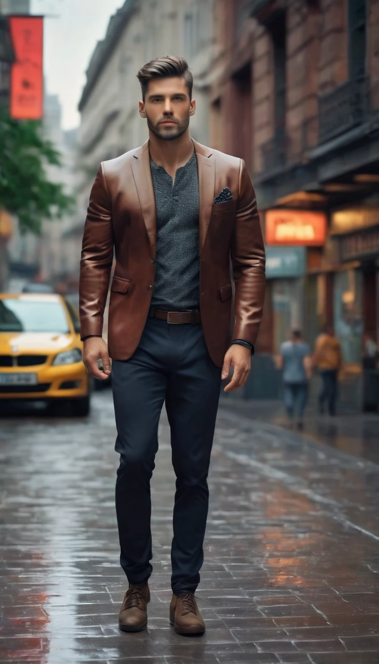 ((a handsome man, male model modern clothing, full-length portrait: 1.5)), (best quality, 4k, 8k, high resolution, masterpiece: 1.2), ultra detailed, (realistic, photorealistic, photorealistic : 1.37), HDR, UHD, studio lighting, ultra-fine painting, sharp focus, physically based rendering, extreme detailed description, professional, vivid colors, bokeh, dramatic lighting, cinematic compositing