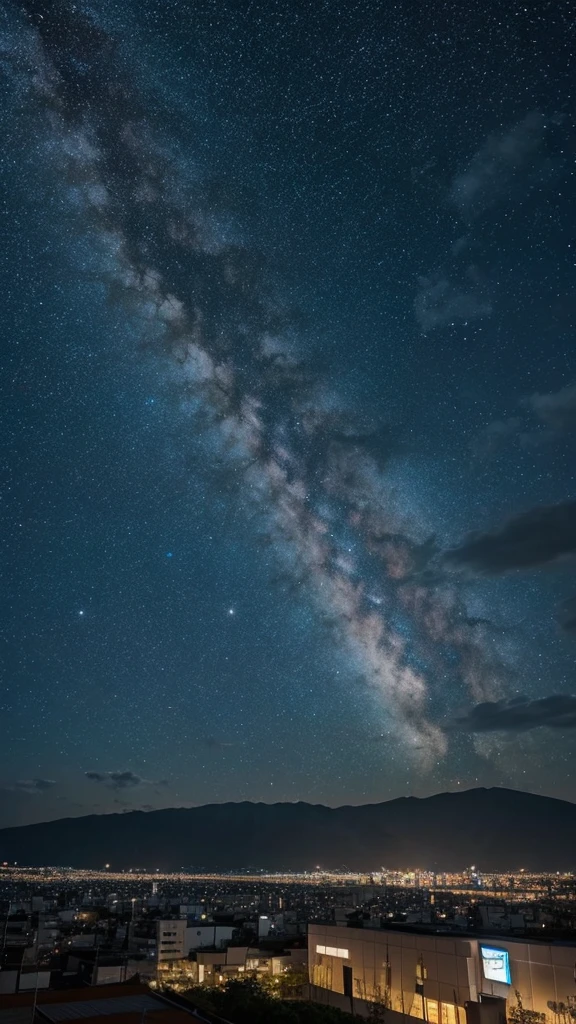 Starry sky, Nagasaki night view, back view of men and women　