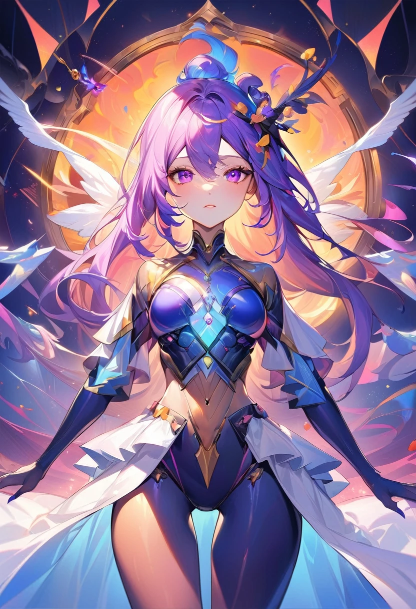 female angel of AI Art, digital artist outfit, digital paintbrush, overpowered shape-shifting ability, can change her gender to male, lanky, longing for a purpose, complex personality, flawed artist skills, sculpting a skeleton goddess of lankiness out of marble